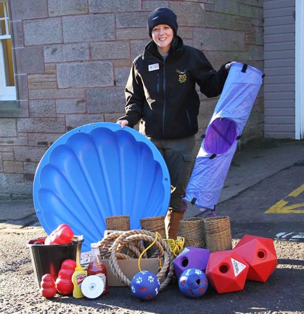 Edinburgh Zoo keeper shows off some of the donated items