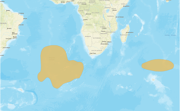 A map of the two northern rockhopper penguin habitats